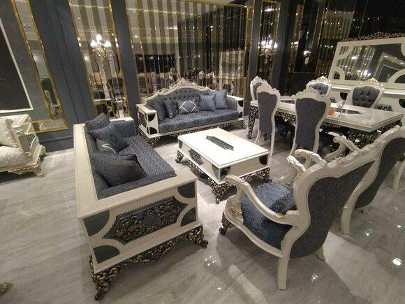 Designer living room set 2x sofas, stylish armchairs luxury living room set