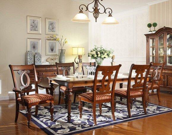 Dining room dining table 4x chair 2x chair set 7pcs luxury wood furniture