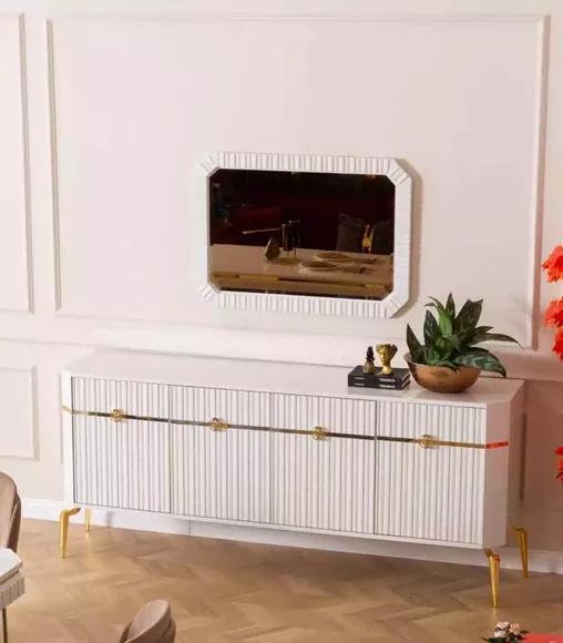 Sideboard mirror design furniture console wood living room designer