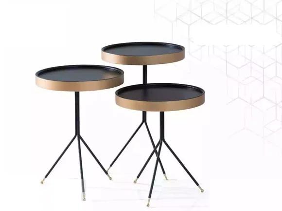 Side table 3х round decorative table lamp table sofa table table black