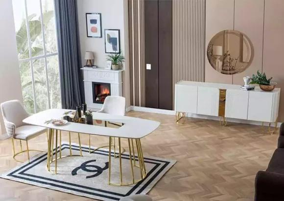 Dining room set table 6x chairs sideboard mirror 9 pcs. group set