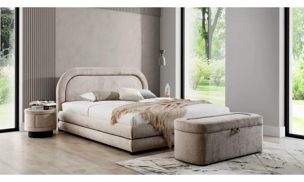 Exclusive beige bedroom suite double bed upholstered bedside tables