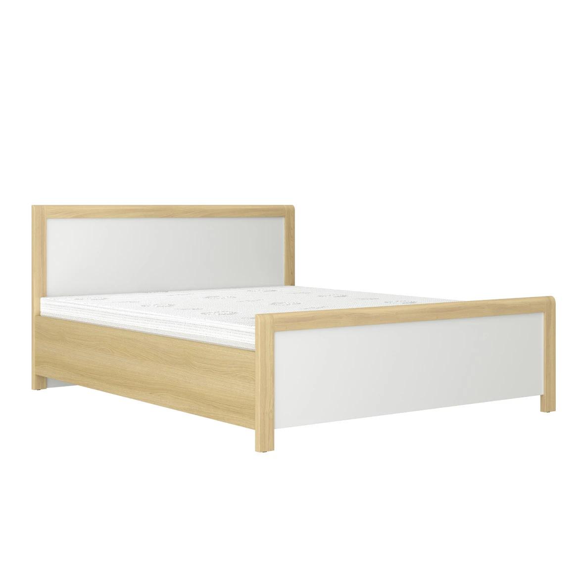 Bedroom Wooden bed White double bed Designer light wood frame