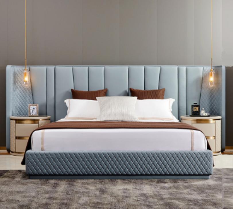 Large bedroom double bed designer beds wooden frame upholstered bed