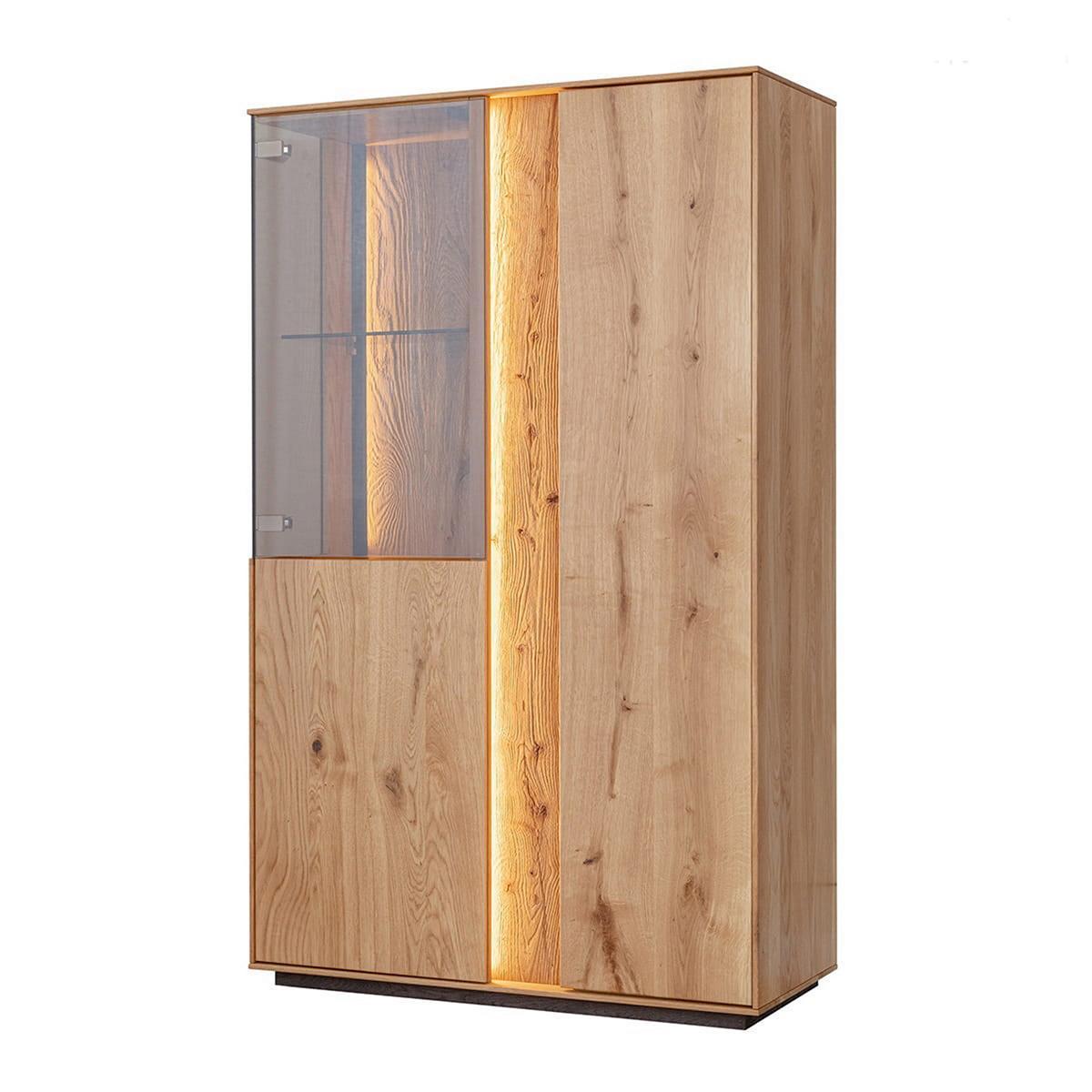 Brown LED display cabinet Luxurious sideboard Wood furniture Designer glass cabinets