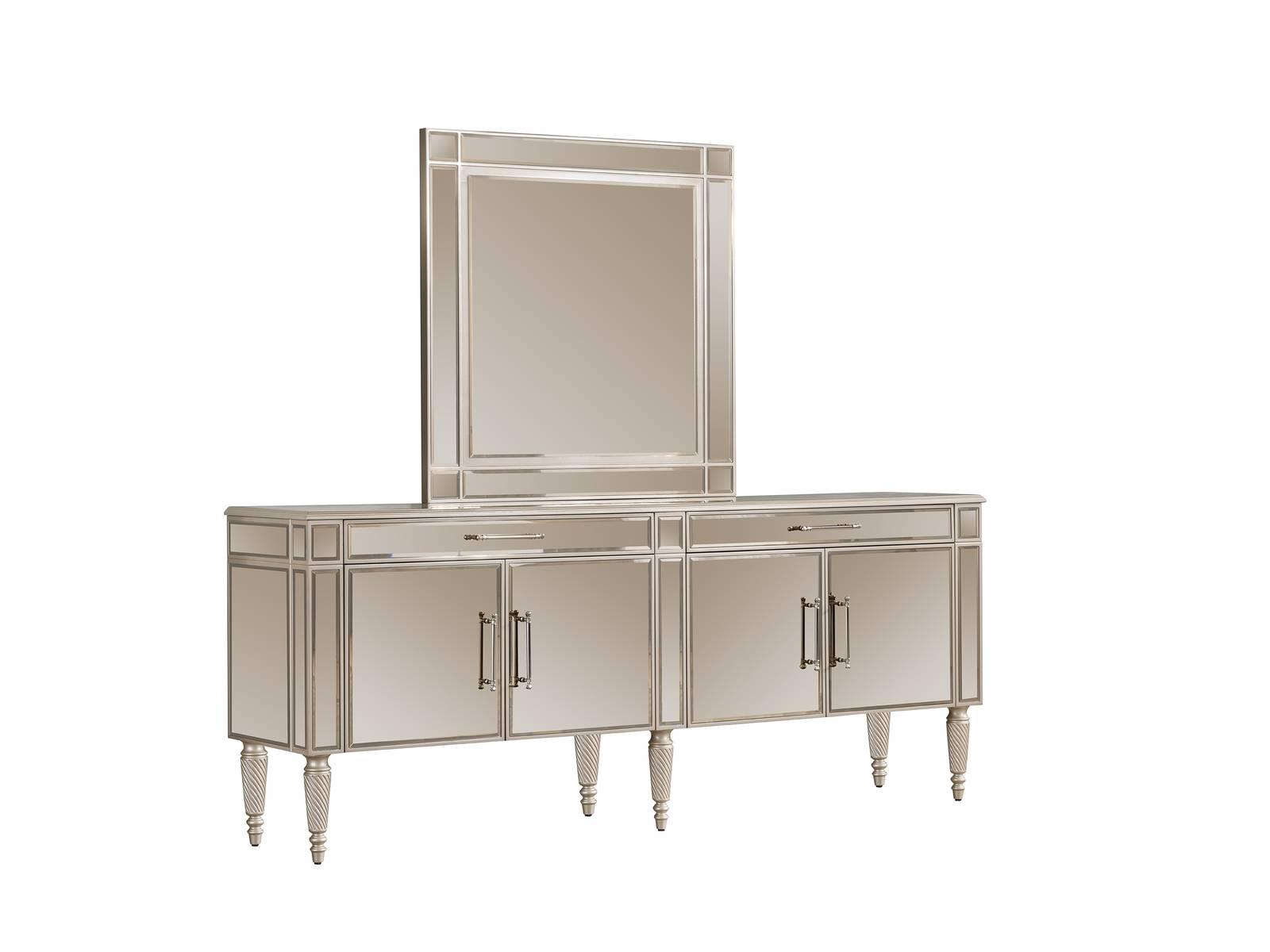 Beige Dining Room Chest of Drawers Mirror Luxury Sideboard Wooden Furniture Fine Chests of Drawers