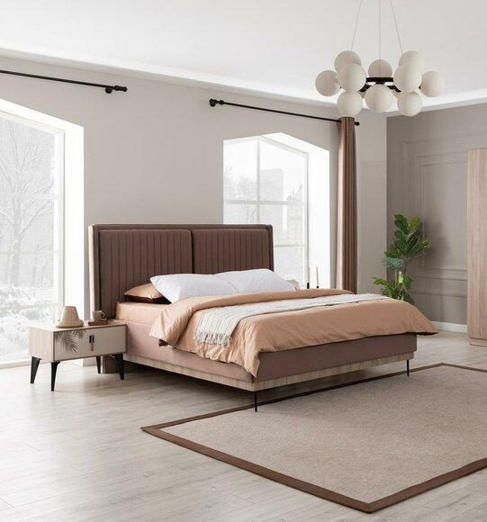 Brown double bed Designer bedroom furniture Upholstery Luxury beds