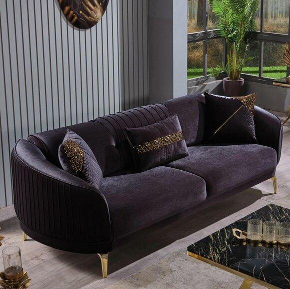 Three seater sofa Modern living room couch Black designer upholstered sofas