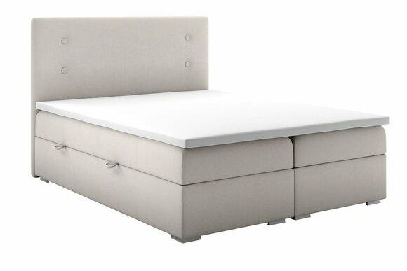 Bedroom Bed Upholstery Modern Design Luxury Double Bed Beige Boxspring Bed