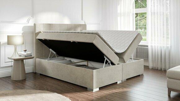 Bed Luxury bedroom double bed textile upholstery design furniture box spring bed