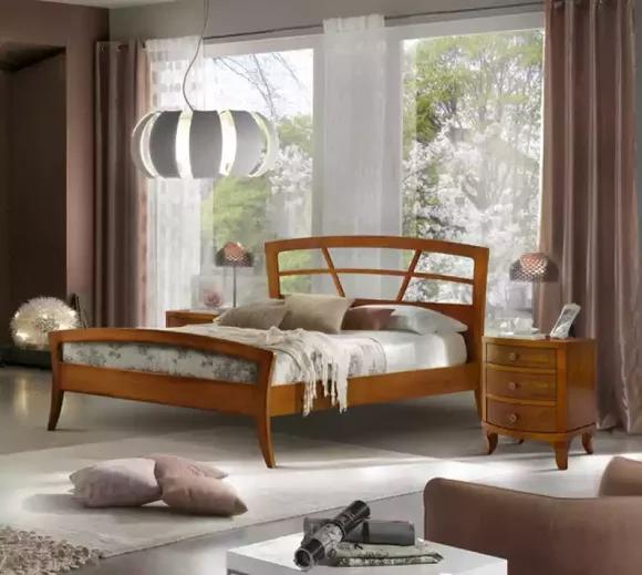 Bedroom Bed Cushion Design Luxury Double Brown Classic Wood