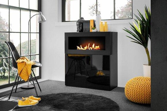 Chest of drawers with built-in fireplace Modern designer cabinet living room