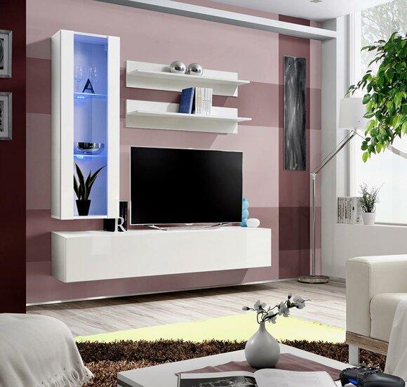 Complete TV Stand Furniture Designer Furnishing Set 4 pcs Lowboard Hanging Showcase