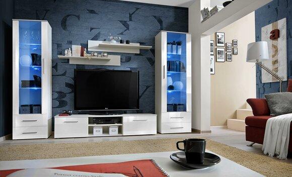 Living Room Wall Unit RTV Lowboard Wood Furnishing White Furniture Showcase New Modern