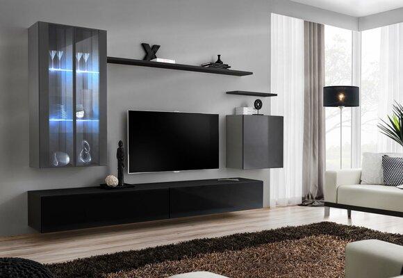 Set RTV Set 7 pcs. Wall Unit TV Sideboard Showcase Wall Cabinet Design New