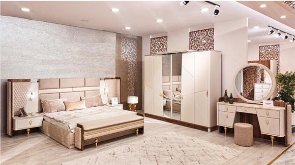 Set bedroom bed luxury wardrobe 2x bedside tables design dressing table
