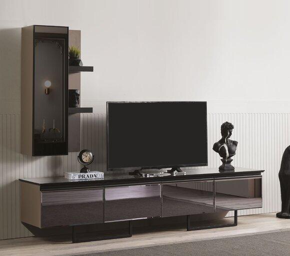 Stylish Living Room TV Stand and Wall Cabinet Set Modern Style