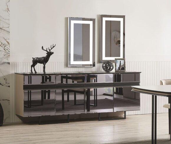 Stylish Set for Dining Room Modern Style Sideboard and 2x Mirror 3tlg
