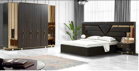 Stylish bedroom set bed 2x bedside tables wardrobe bedside table 4 pcs