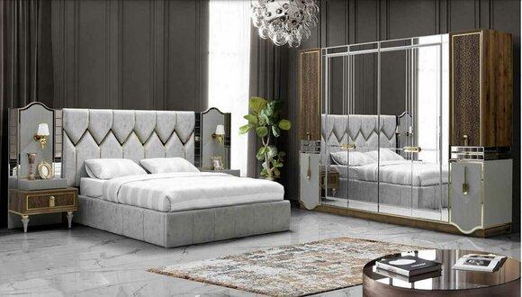 Bed Bedside table Wardrobe 4 pcs Bedroom Set Design Modern Luxury