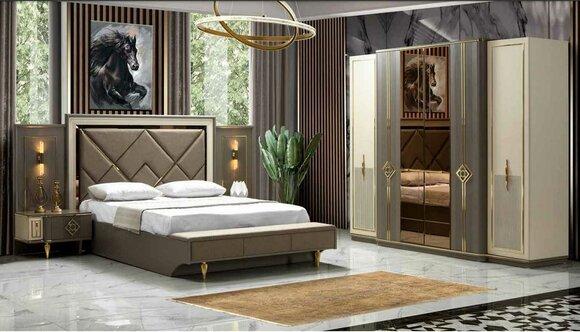 Bed bedside table wardrobe luxury 4 piece bedroom set design new