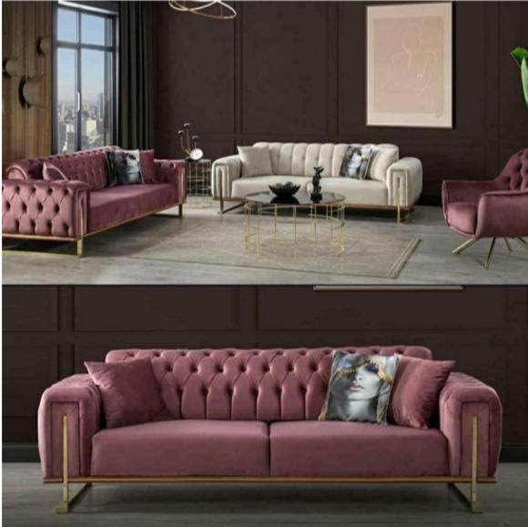 Designer Chesterfield Sofa Luxurious 2x Upholstered Couches Living Room Furniture