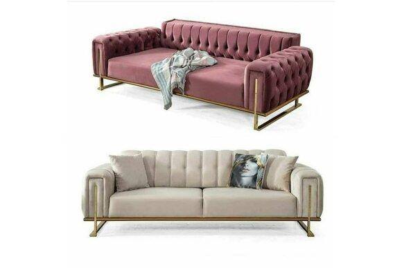 Pink chesterfield sofa living room three-seater upholstered 3-seater couch