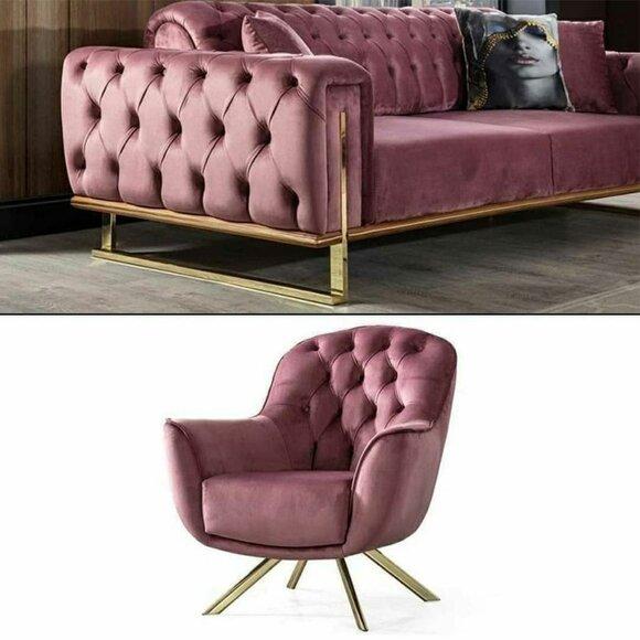 Designer living room consists of set 3-seater sofa and armchair 2 pcs. new