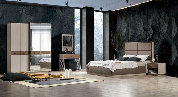 Bedroom set luxury bed and bedside table wardrobe 3-piece furniture