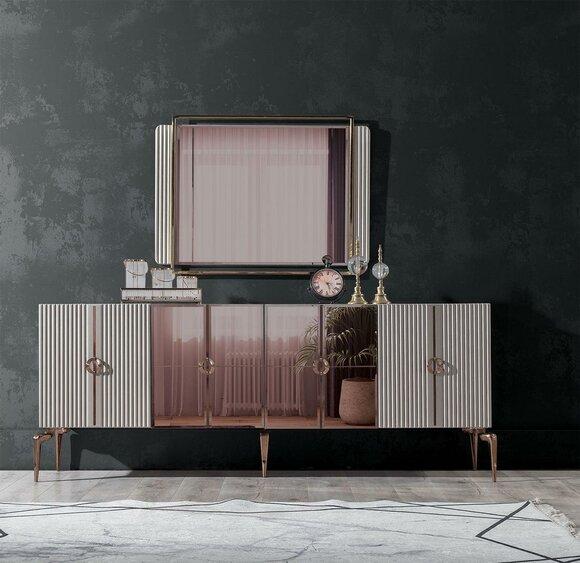 Modern dining room set consisting of stylish sideboard and mirror 2 pcs
