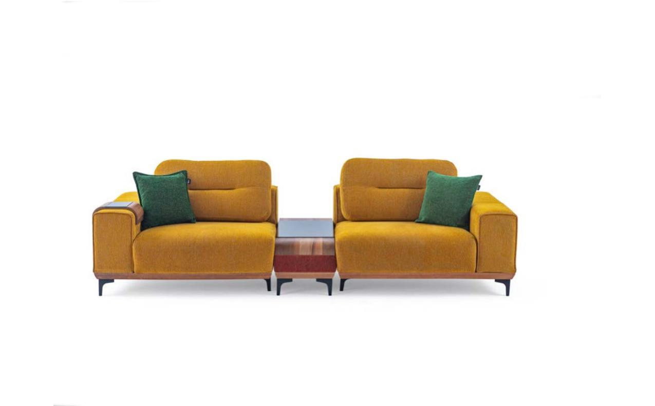 Yellow Three-Seater 3-Seater Sofa Luxury Living Room Couches Designer Sofas