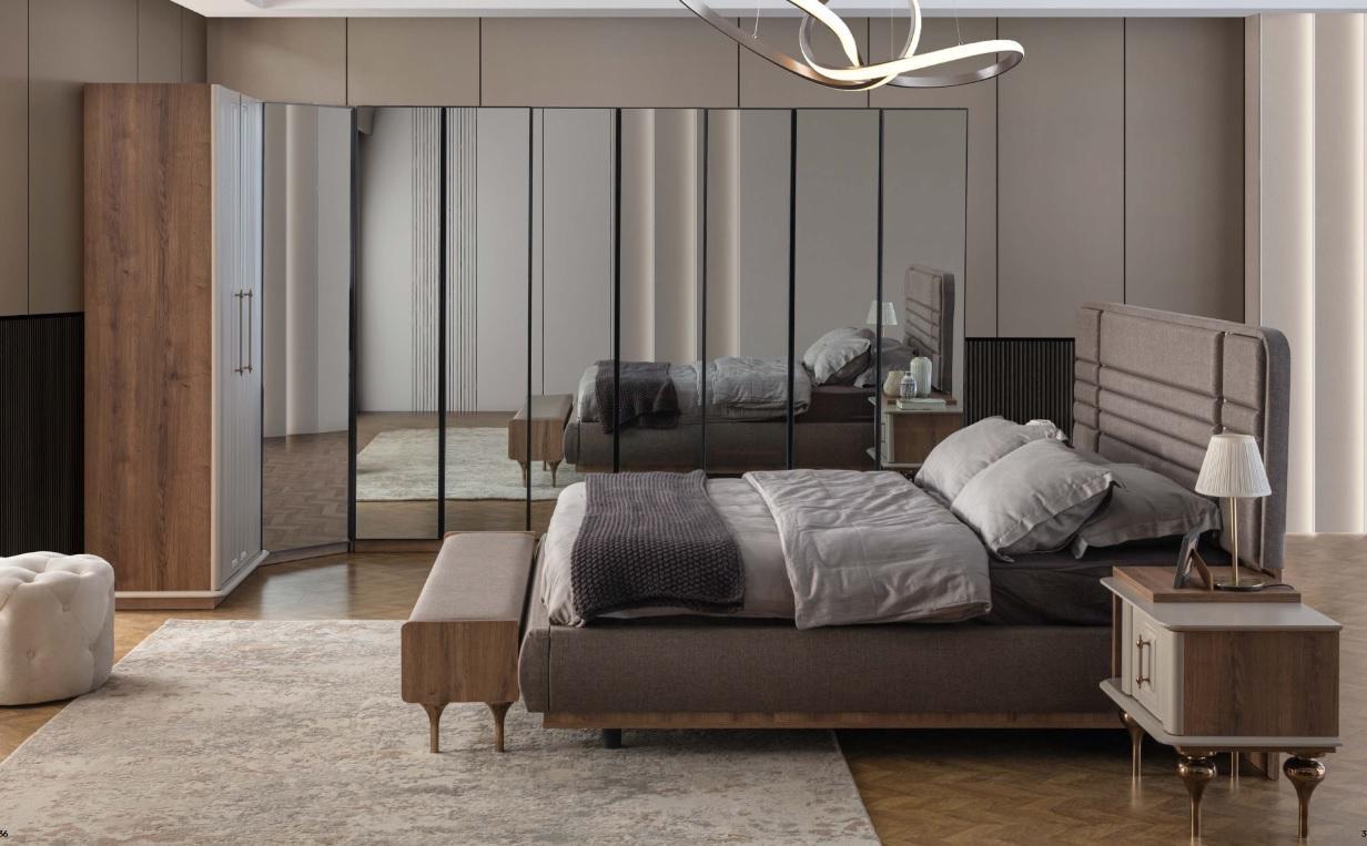 Designer Bedroom Set Double Bed 2x Bedside Tables Corner Wardrobe 4 pcs