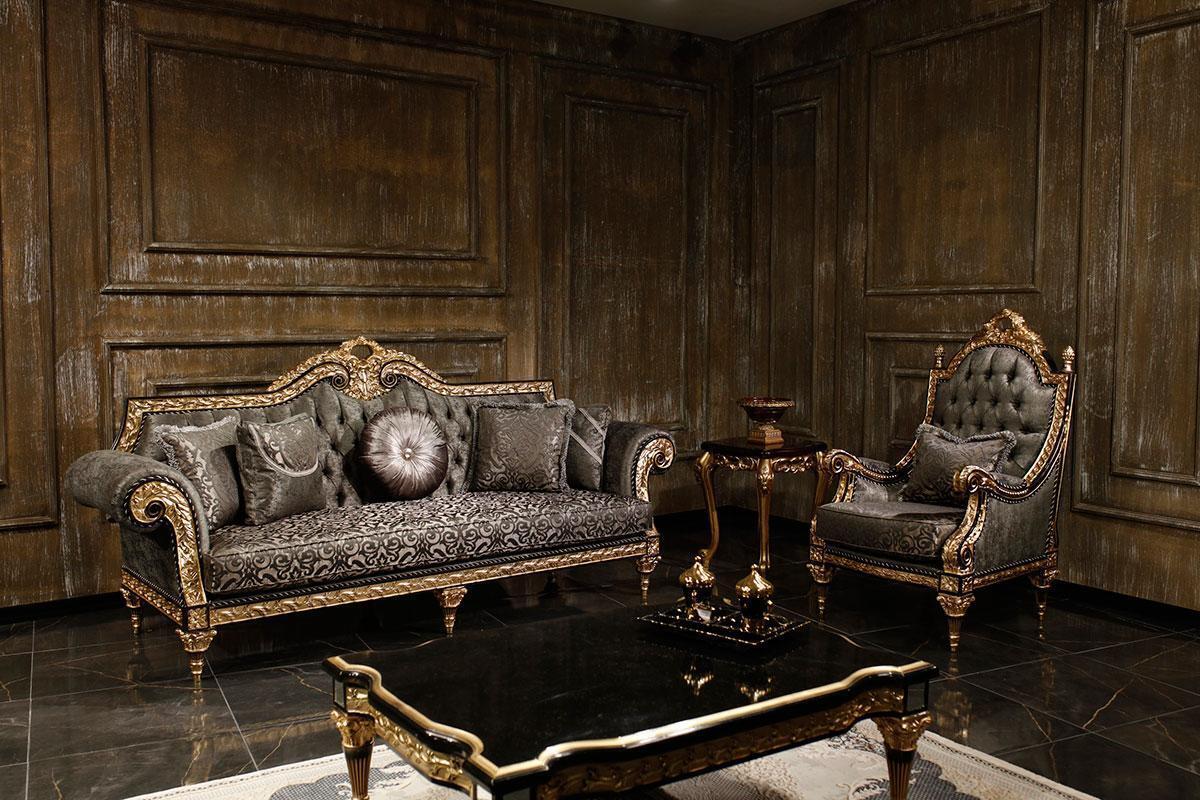 Classic Chesterfield sofa set 3+1 seater designer coffee table 3 pcs
