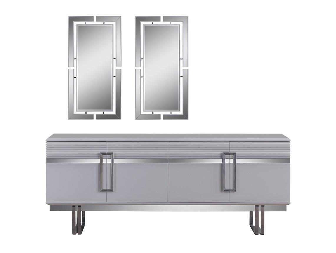 Novelty Dining Room Set Consists of 3-piece Modern Sideboard and 2x Mirror