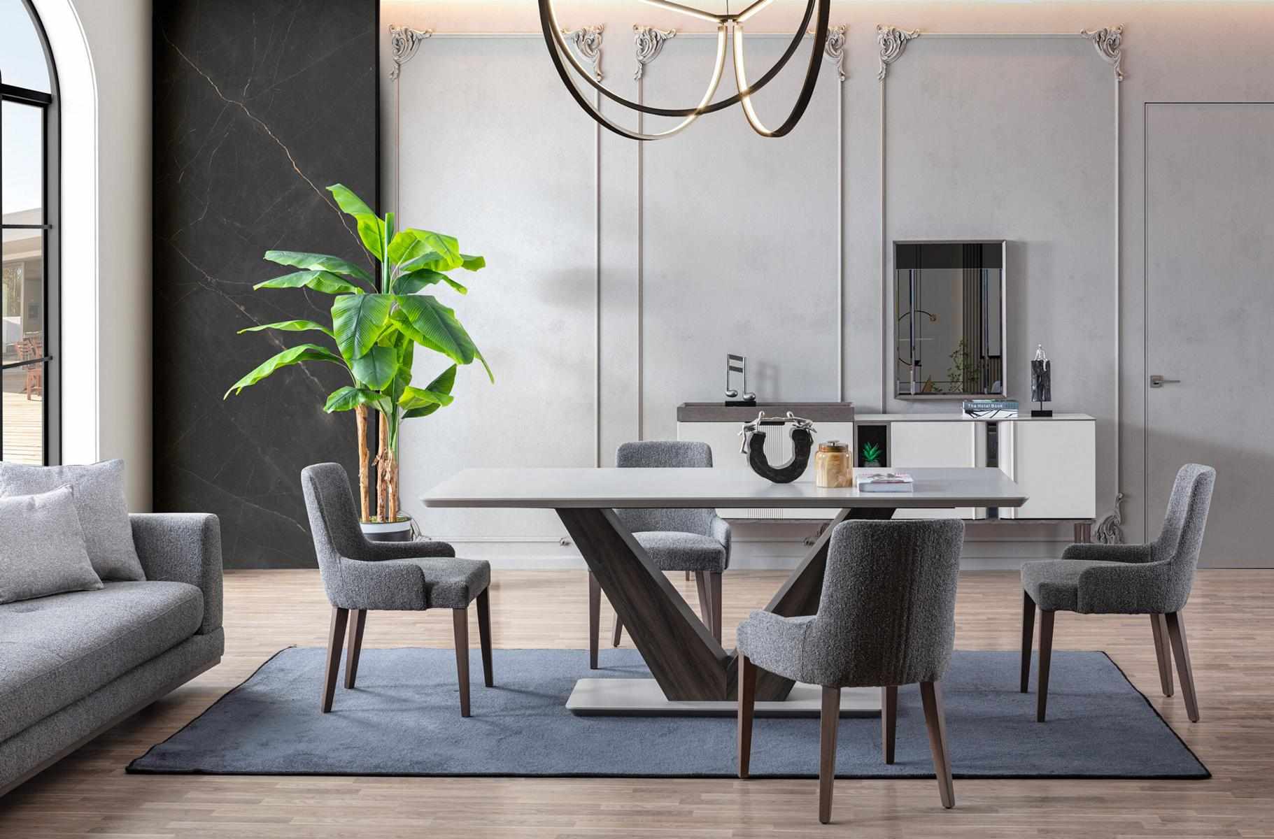 Luxury Dining Room Set Dining Table 4x Chairs + Sideboard with Mirror New Set