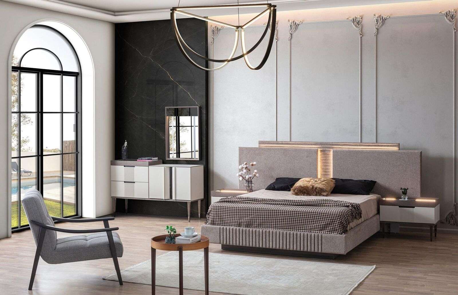 Design bedroom 5-piece bedroom set bed bedside table dressing table