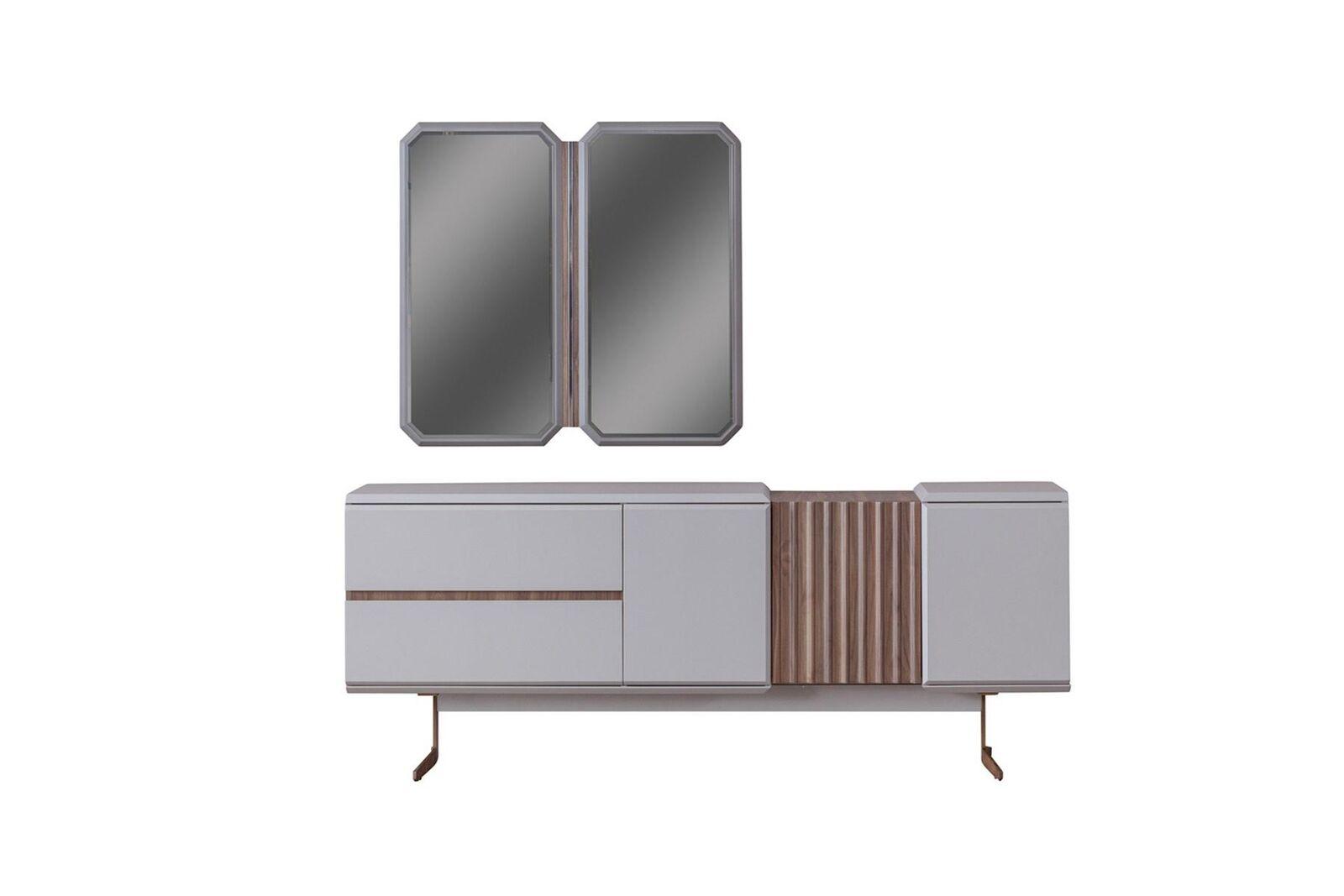 Exclusive dining room sideboard 2x mirror style chest of drawers 210cm wood 3pcs