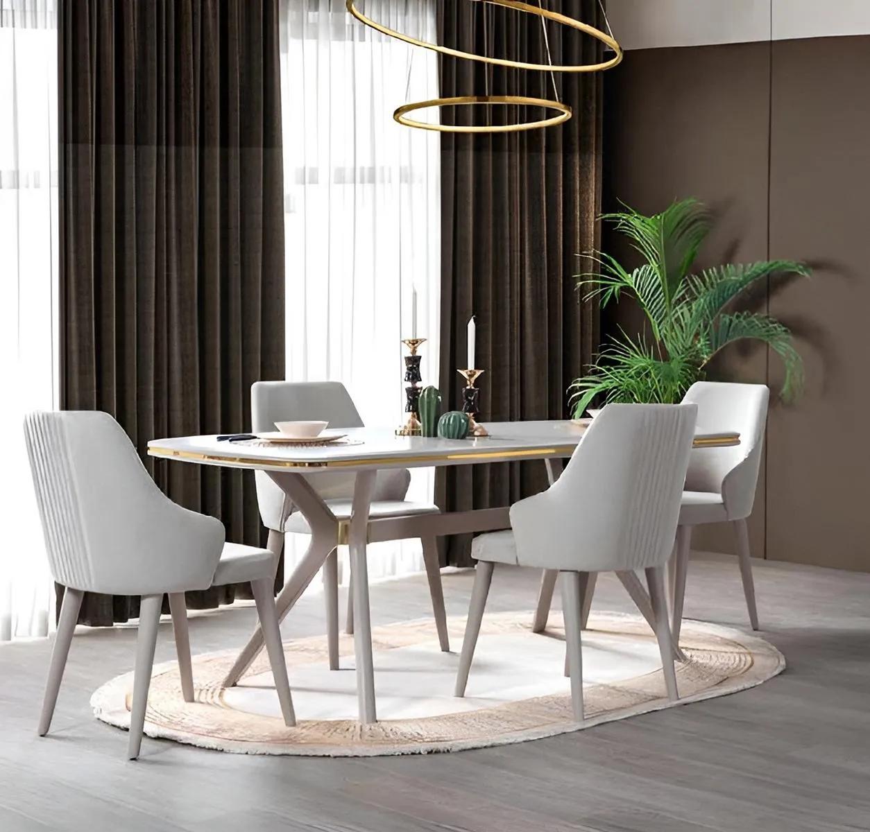 Complete dining set 7-piece dining room set Modern table 6x chairs
