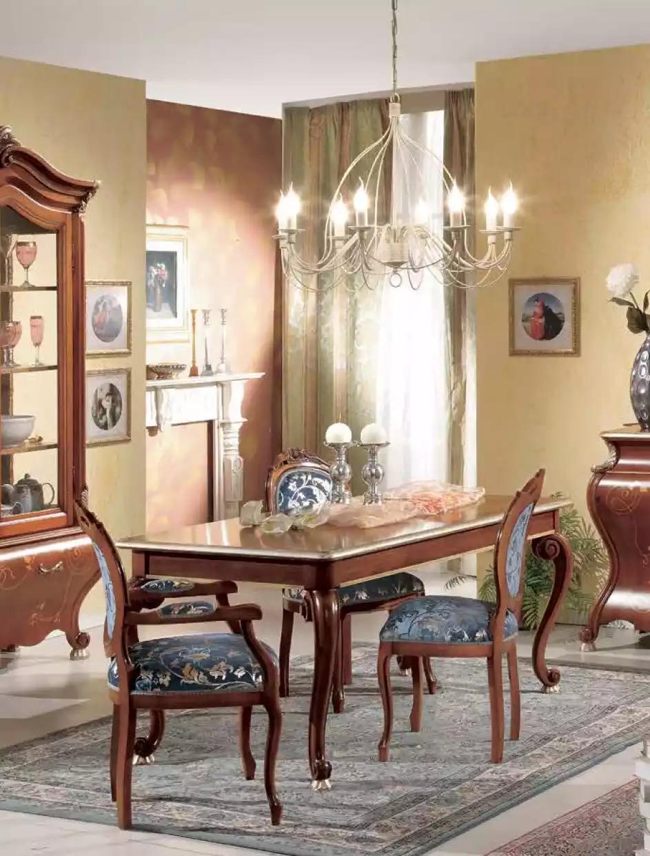 Classic dining room set luxury table 2x armchairs group 5pcs
