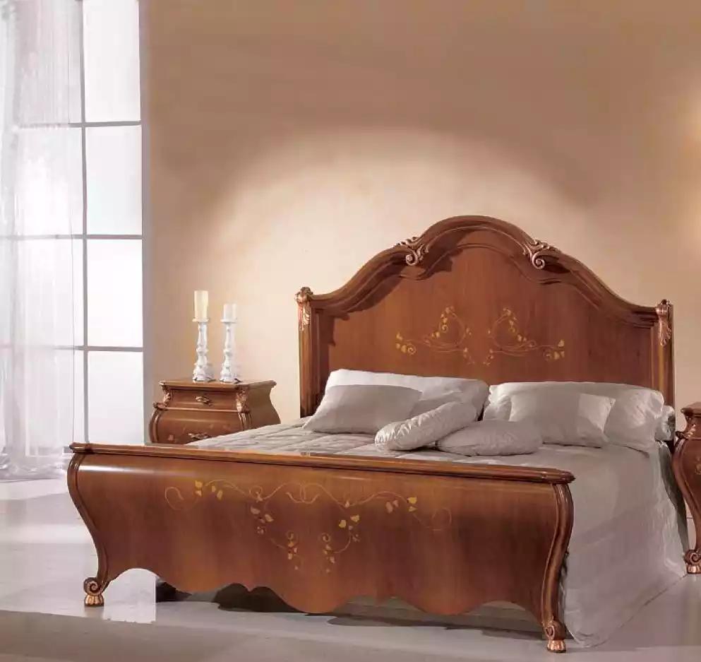 Bed Wooden Double Bed in Classic Style Luxury Design Bedroom Beds