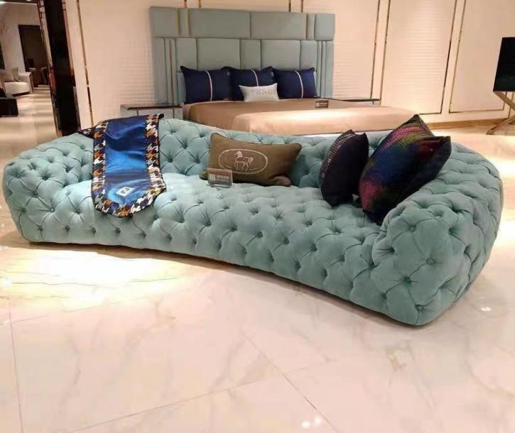 Sofa 3 seater Chesterfield green upholstery sofas design faux leather new modern