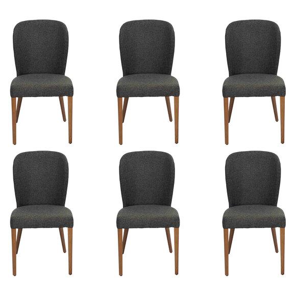 Armchair New Upholstered Modern Wood 6x Chairs Luxury Upholstered Design Chair