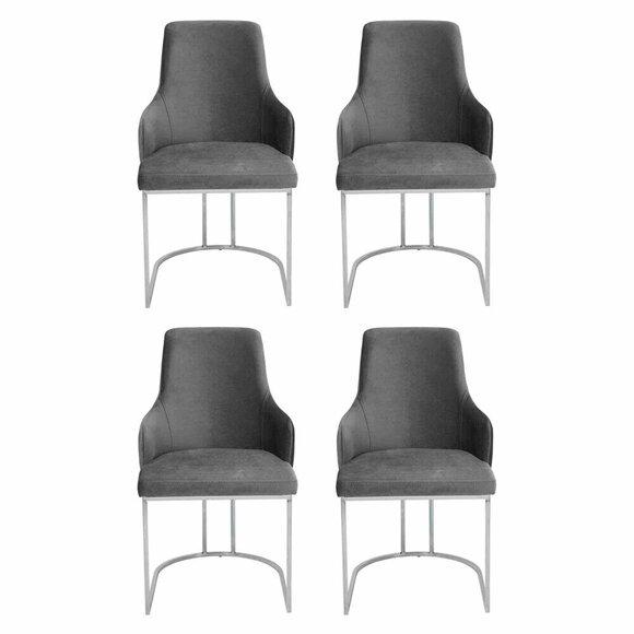 Grey Chair Set Dining Room Chairs Luxury Seating Kitchen Furniture 4pcs