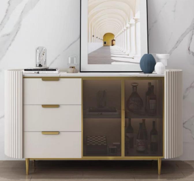 Designer chest of drawers sideboard cabinet living room shelf stainless steel luxury board