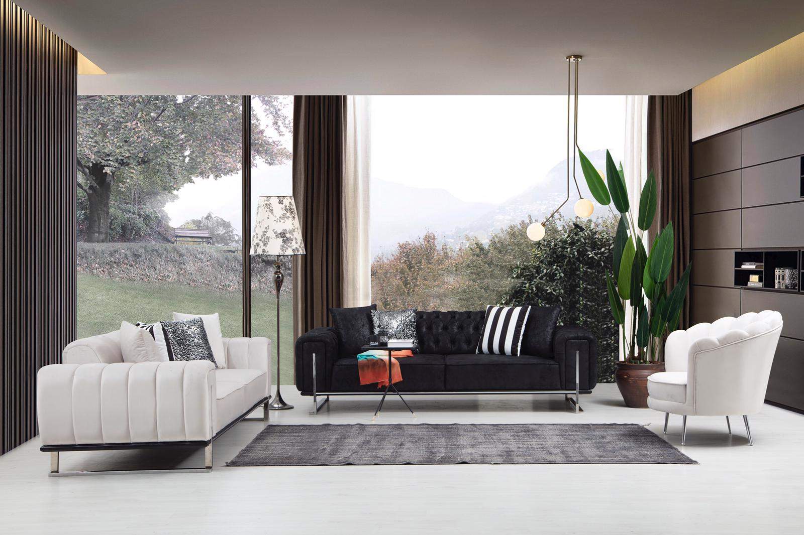 Living room set 2x three seater sofa chesterfield couch design armchair luxury furniture