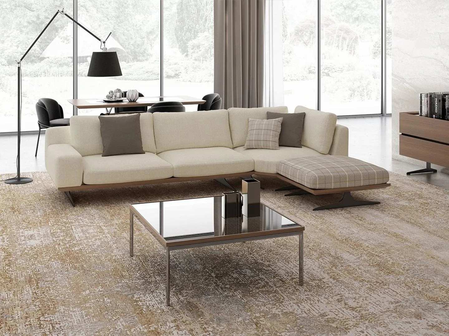 Luxury corner sofa L shape design furniture living room coffee table