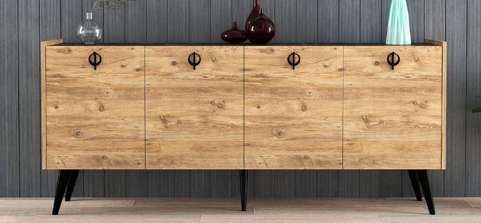Living room brown sideboard modern design rectangular shape shelves luxury