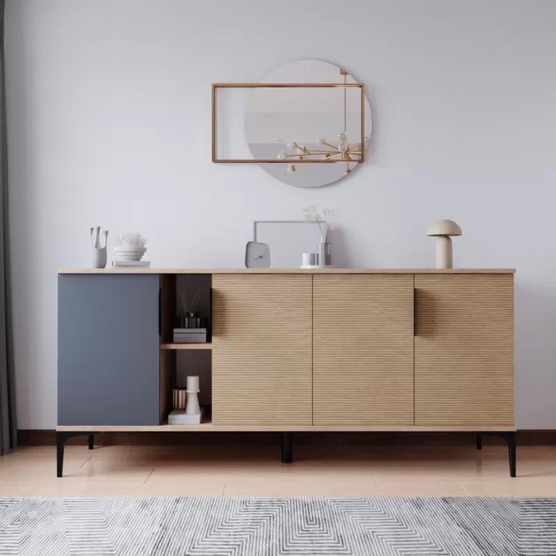 Brown Grey Light Modern Rectangular Sideboard Living Room Luxury Design