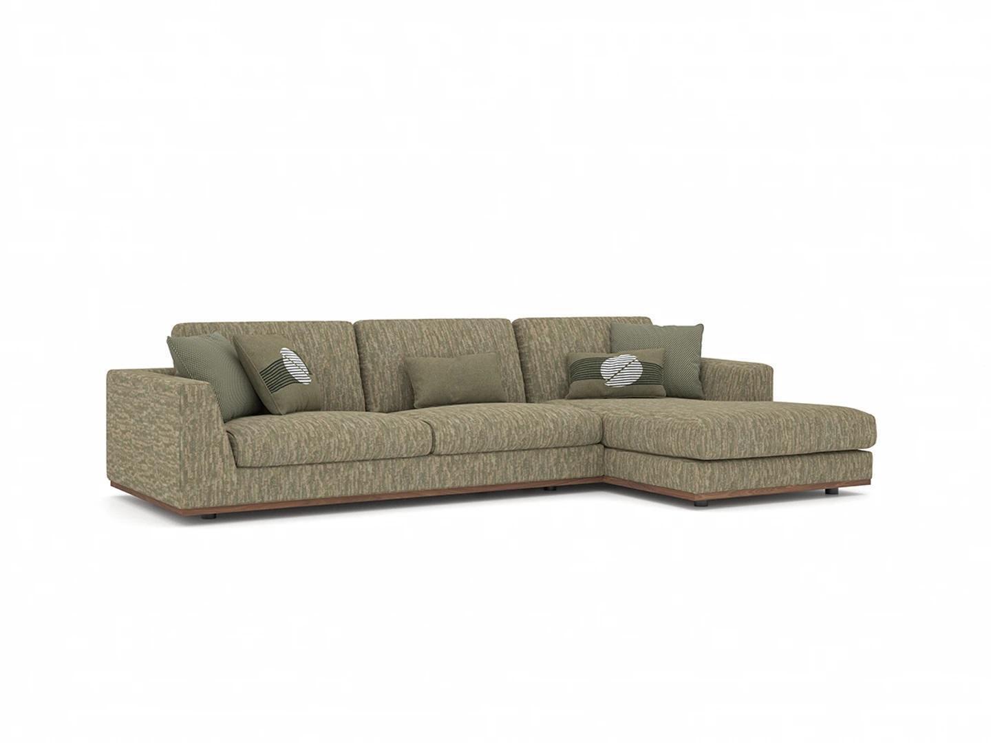 Green corner sofa L-shaped living room upholstered furniture modern textile sofa couch