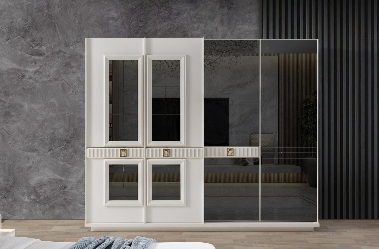 Robust white closet Bedroom Designer wardrobe Glass wardrobe